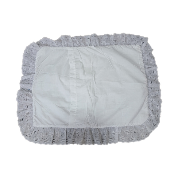 Set Of 2 Handmade Floral White Eyelet Lace Pillow Shams Cottage Core - Picture 2 of 8